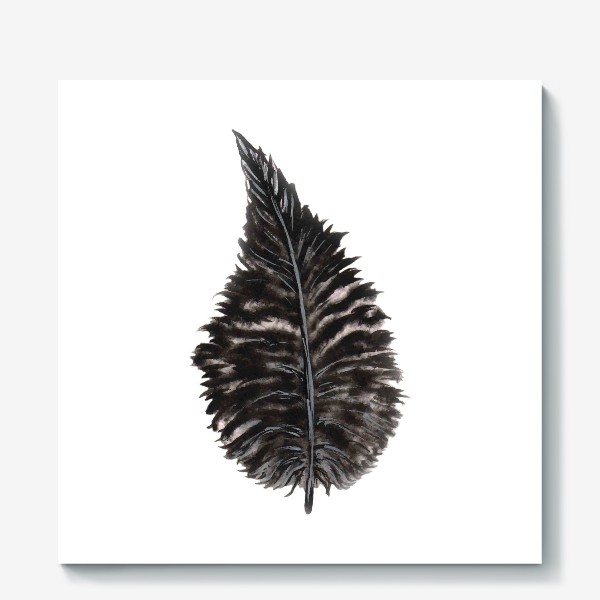 Холст «Black Watercolor Feather»