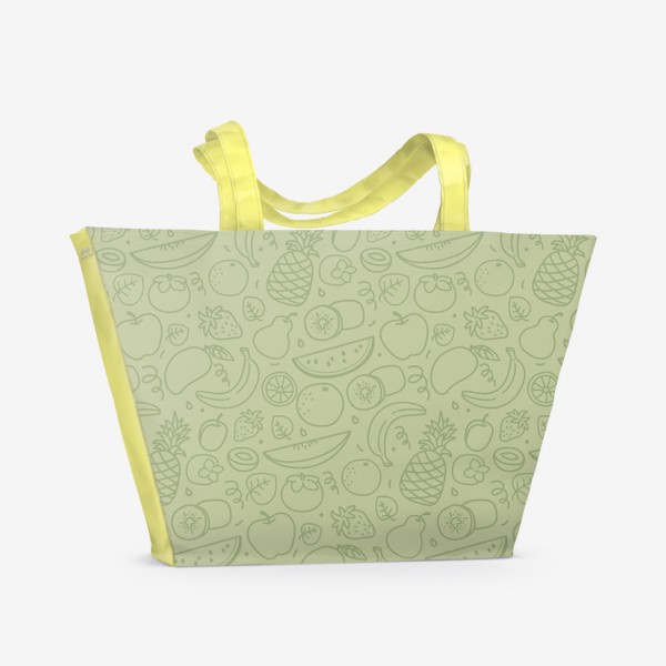 Пляжная сумка «Зелёный паттерн «фрукты»»