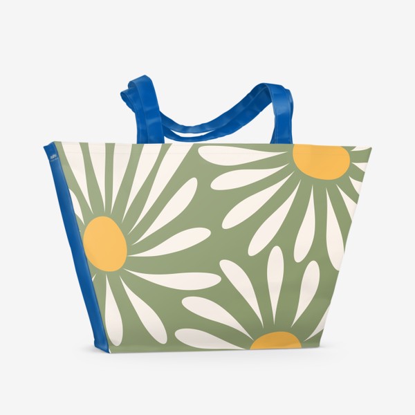 Пляжная сумка «Зеленый цветочный узор»