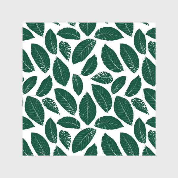 Шторы «Принт с листьями на белом фоне»