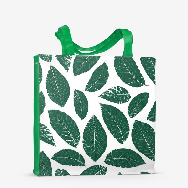 Сумка-шоппер «Принт с листьями на белом фоне»