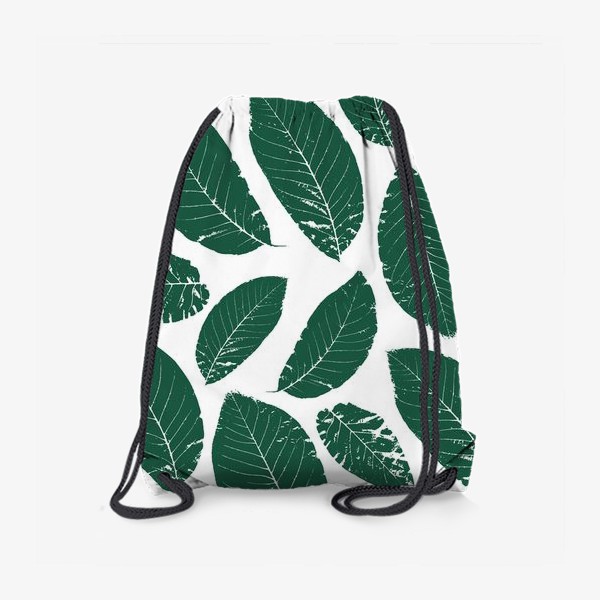Рюкзак «Принт с листьями на белом фоне»