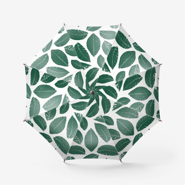 Зонт «Принт с листьями на белом фоне»