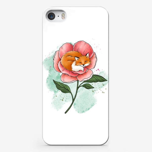 Чехол iPhone «Лисичка в цветке (пион)»