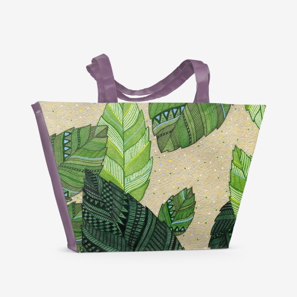 Пляжная сумка «Листья с орнаментом (цвет)»