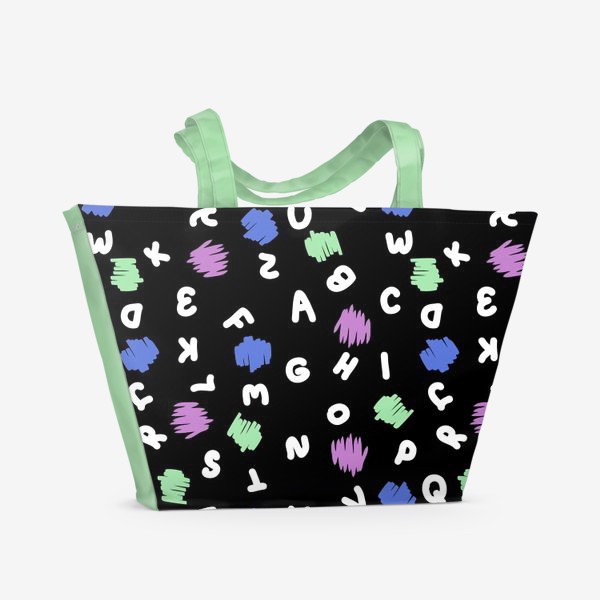Пляжная сумка «Буквы и абстрактные пятна, черный»