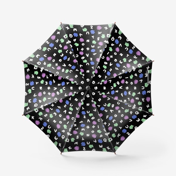 Зонт «Буквы и абстрактные пятна, черный»