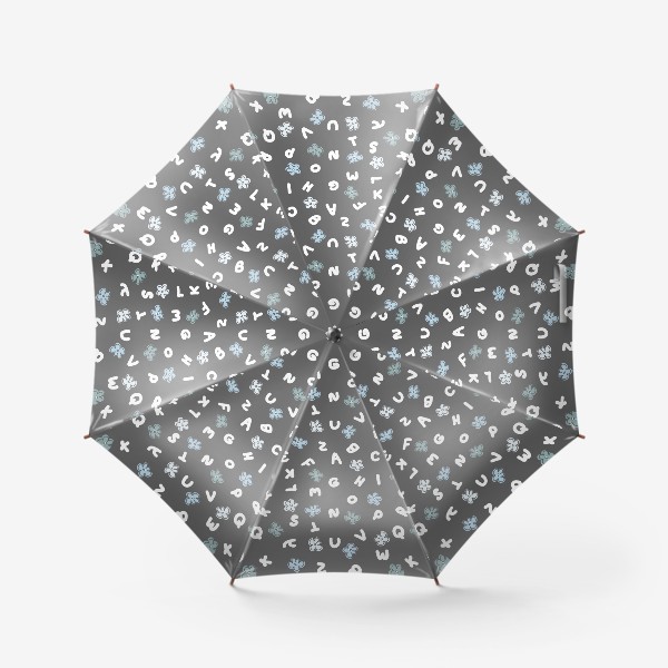 Зонт «Буквы и цветы, серый»