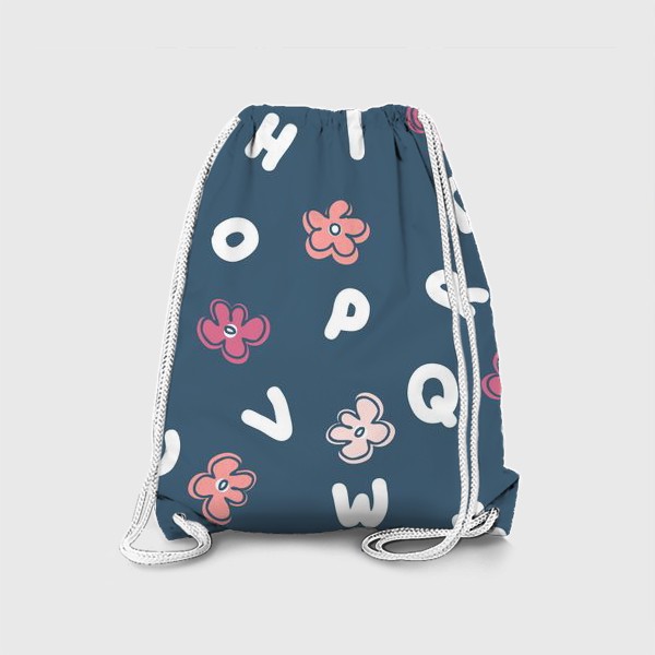 Рюкзак «Буквы и цветы, синий»