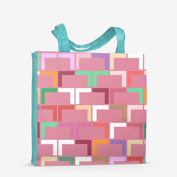 Сумка-шоппер «Узор абстракция геометрический разноцветный на розовом фоне»