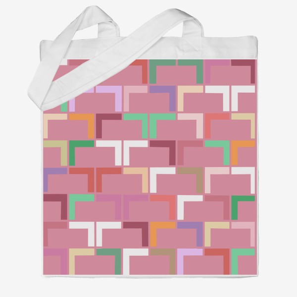 Сумка хб &laquo;Узор абстракция геометрический разноцветный на розовом фоне&raquo;