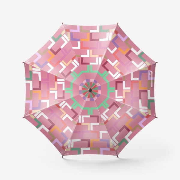 Зонт &laquo;Узор абстракция геометрический разноцветный на розовом фоне&raquo;