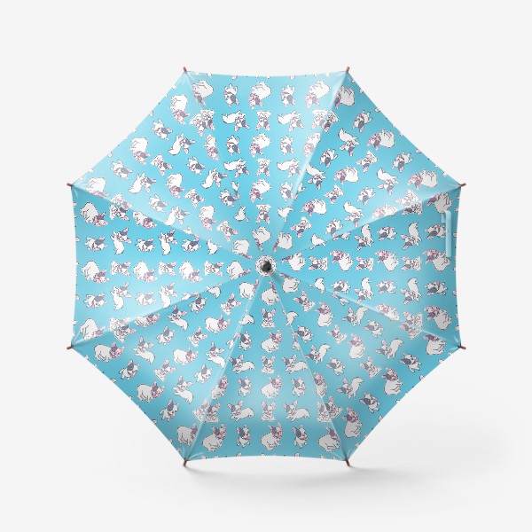Зонт &laquo;Милые бульдожки на голубом фоне&raquo;