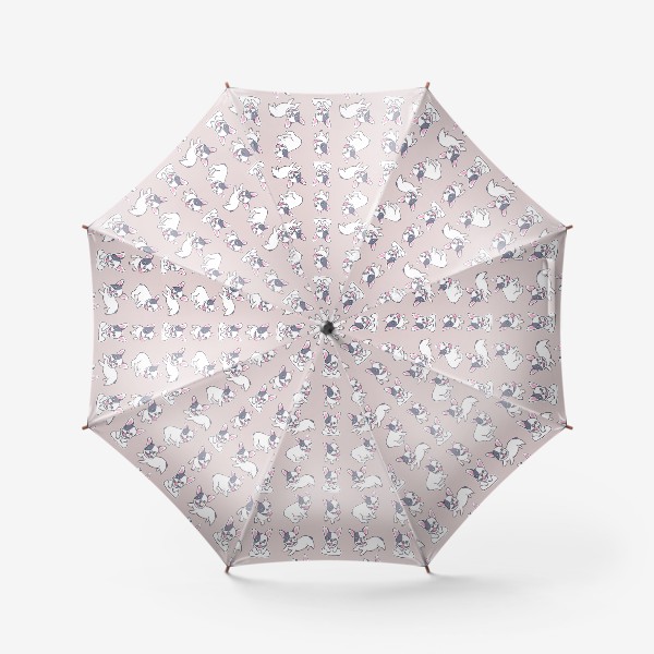 Зонт «Милые бульдожки на бежевом фоне»