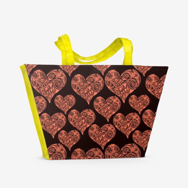 Пляжная сумка «Pattern With Pink Graphic Decorative Hearts»