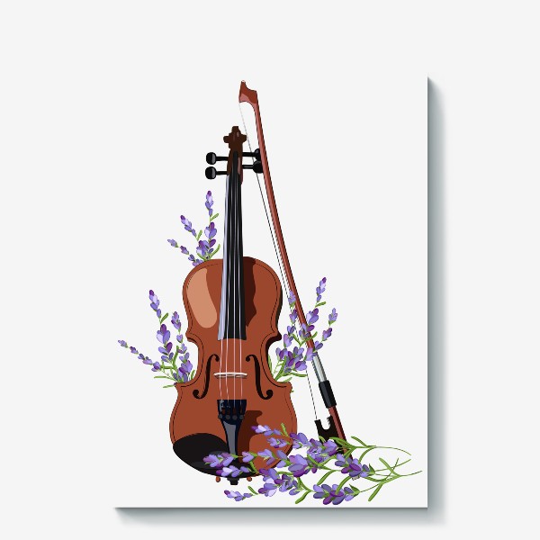 Холст «Скрипка с лавандой»