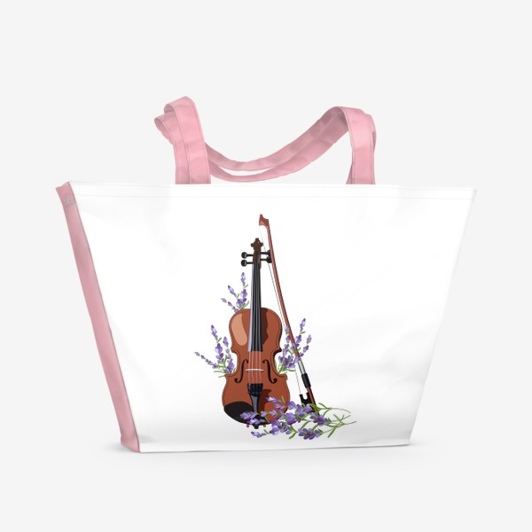 Пляжная сумка «Скрипка с лавандой»