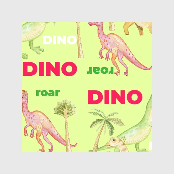 Скатерть «Динозавры на зелёном фоне»