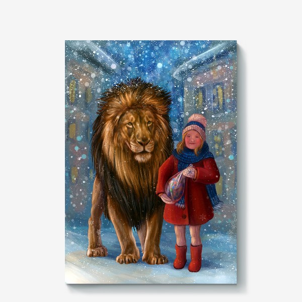 Холст «Девочка и ее лев.»