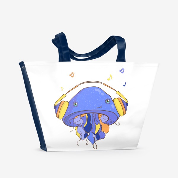 Пляжная сумка «Медуза в наушниках»