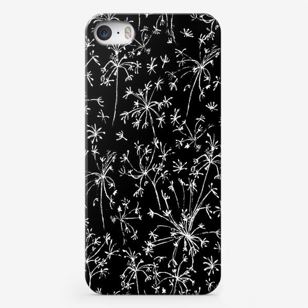Чехол iPhone «травы, цветы на чёрном»