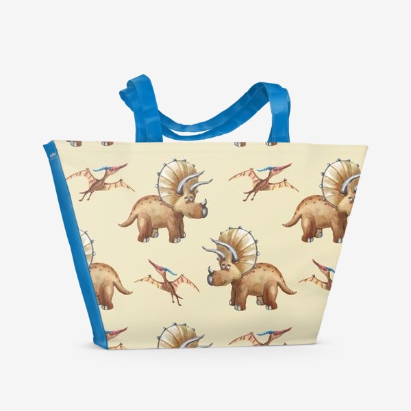Пляжная сумка «Динозавры. Трицератопс и птеродактиль.»