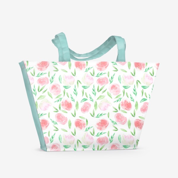 Пляжная сумка «Садовые розы. Акварель»