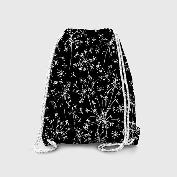Рюкзак &laquo;травы, цветы на чёрном&raquo;