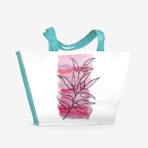 Пляжная сумка «Акварель абстракция на розовом»