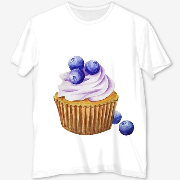 Футболка с полной запечаткой «Cupcake blueberry Черничный капкейк»