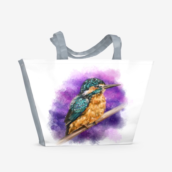 Пляжная сумка «Зимородок на красивом фоне»