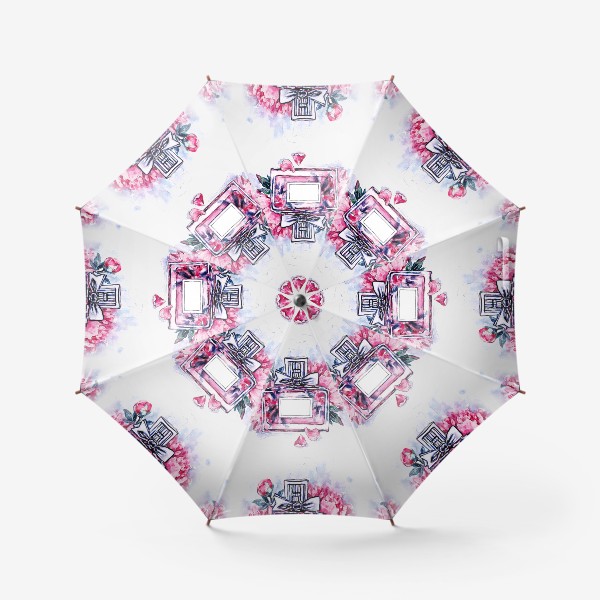 Зонт «Розовый пион, флакон духов»