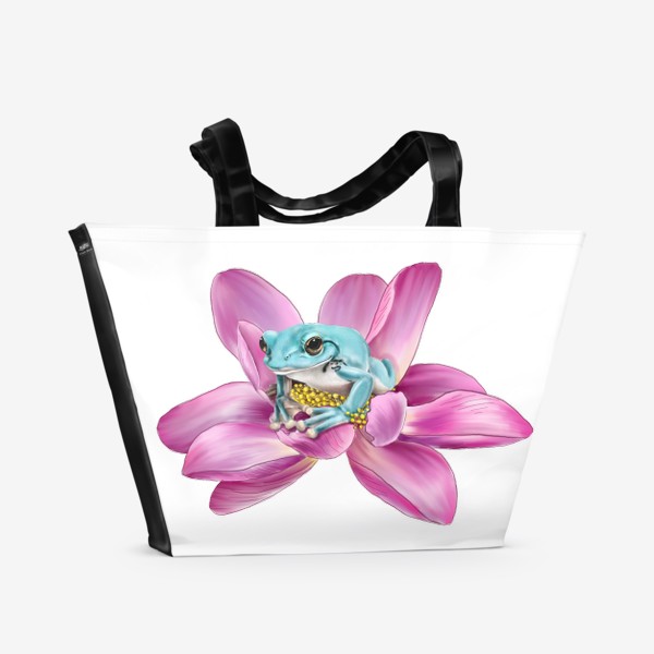 Пляжная сумка «Лягушка на лотосе»