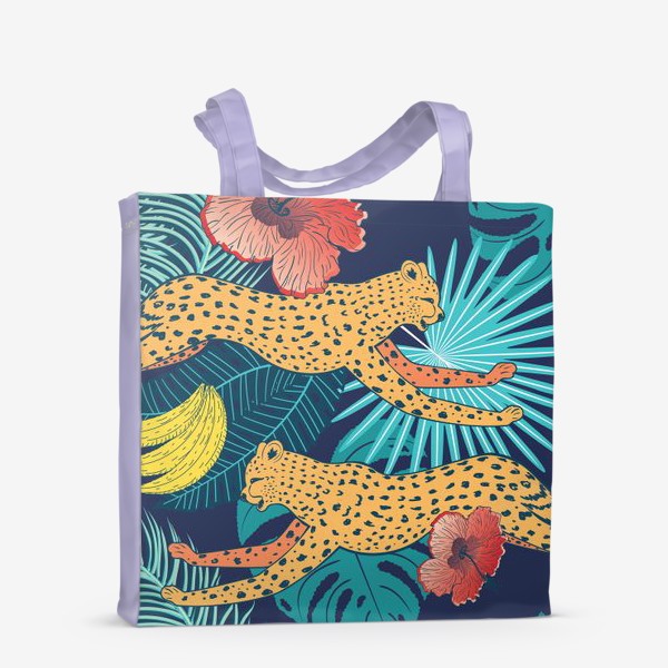 Сумка-шоппер «Гепарды и тропические листья»