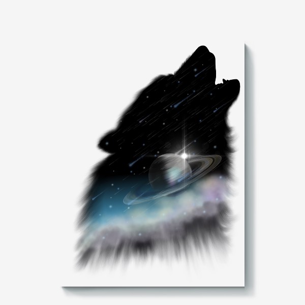 Холст «Волк и космос»
