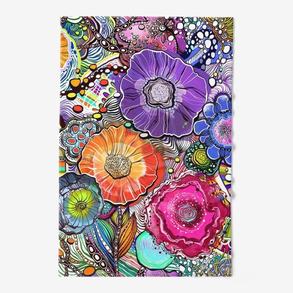 Полотенце «Цветочный абстрактный акварельный узор»
