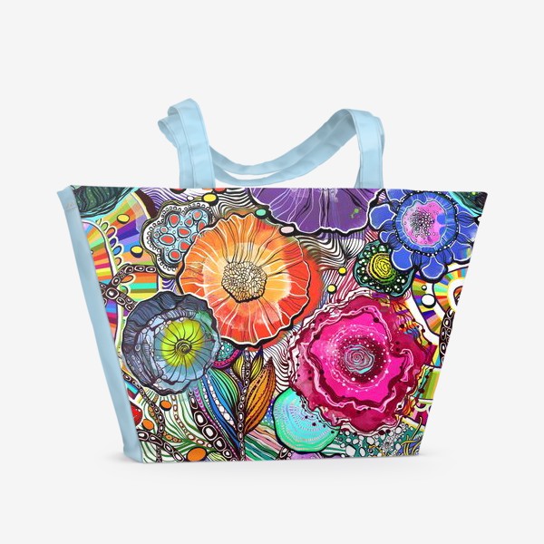 Пляжная сумка «Цветочный абстрактный акварельный узор»