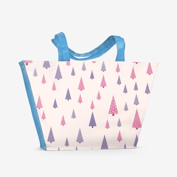 Пляжная сумка «Розовые и фиолетовые ели паттерн»
