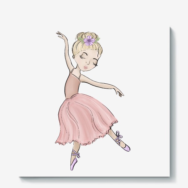 Холст «Принт балерина в розовом платье»