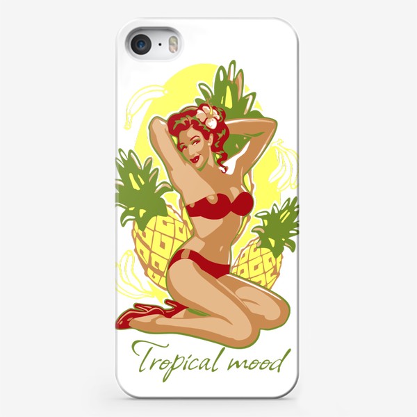 Чехол iPhone «Тропическое настроение. Пинап девушка»