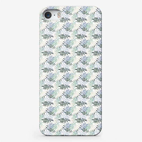 Чехол iPhone «Ботанический узор с веточками в нежных пастельных тонах»