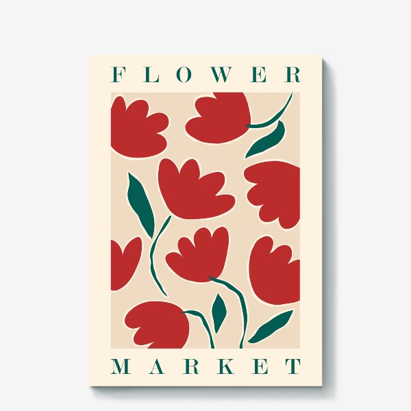 Холст «Flower market, красные тюльпаны»