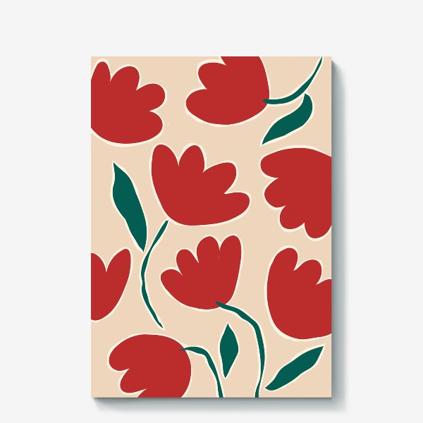 Холст «Абстрактные цветы, тюльпаны»