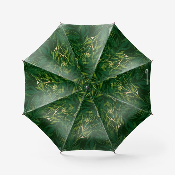 Зонт «Роскошный паттерн с листьями и золотыми веточками»