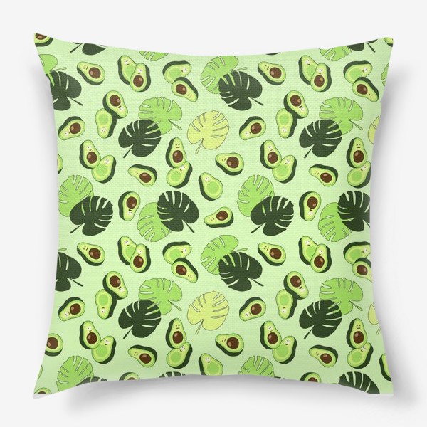 Подушка «пальмовые листья и авокадо, пляжный принт»