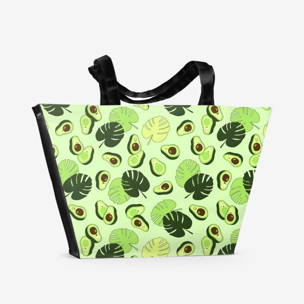 Пляжная сумка «пальмовые листья и авокадо, пляжный принт»