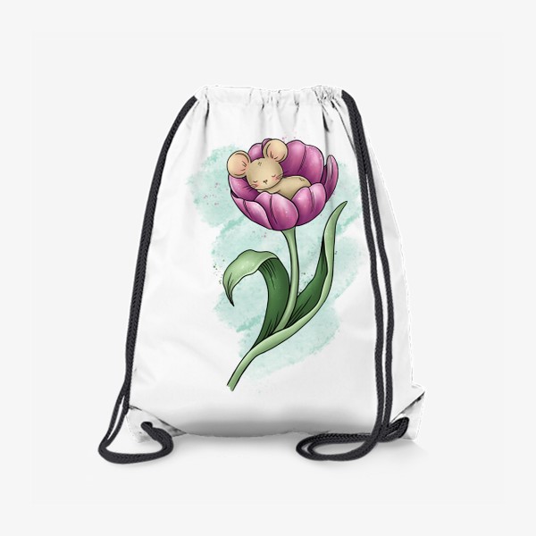 Рюкзак «Спящий мышонок в тюльпане»