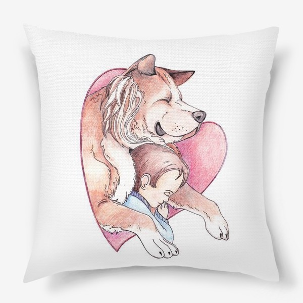 Подушка «Мальчик и пёс»