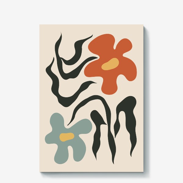 Холст «Абстрактные цветы в стиле ретро»