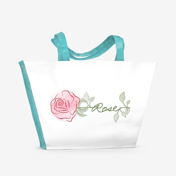 Пляжная сумка «Роза со стеблем в виде надписи»